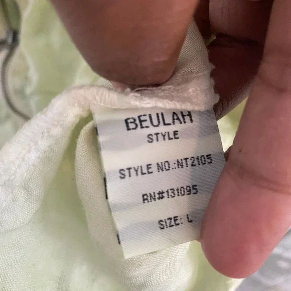 Beulah ramie green zip sleeveless top L - Picture 8 of 9